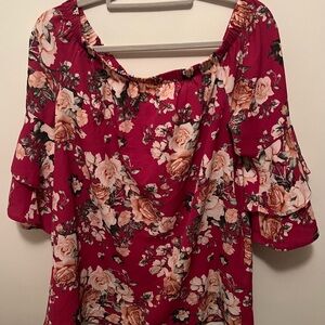 Floral Off-Shoulder Top - Pink
